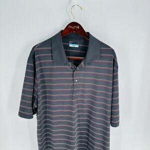 PGA‎ Tour Airflux Striped Golf Classic Pullover Polo Shirt Gray White Size 2XLT